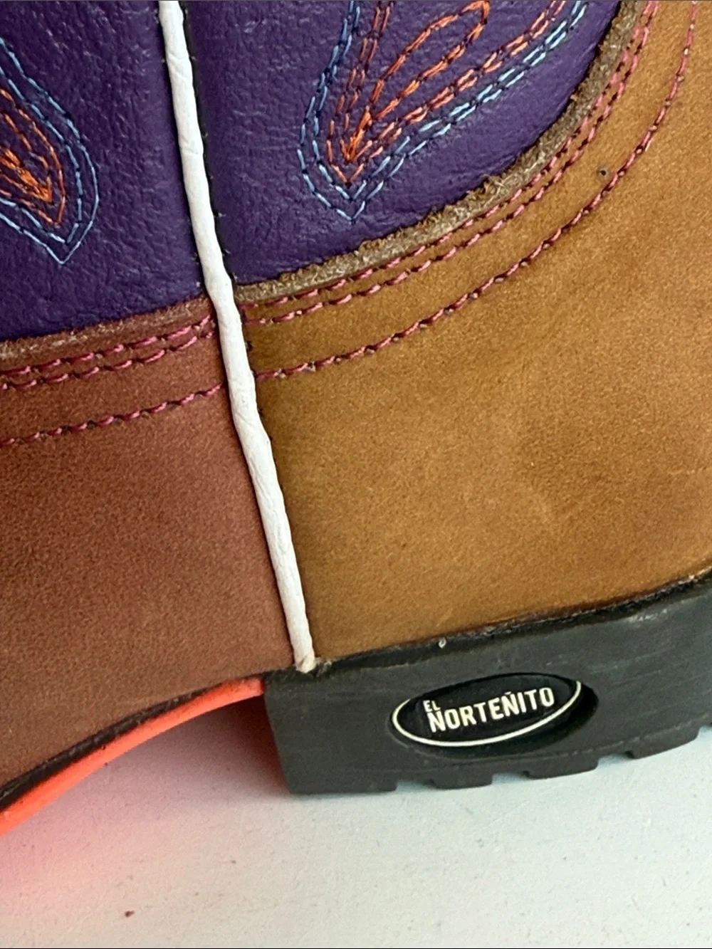 NEW EL NORTEÑO FAMILY COWBOY BOOTS NORTEÑITO SIZE 12.5 GIRLS BOYS BROWN PURPLE